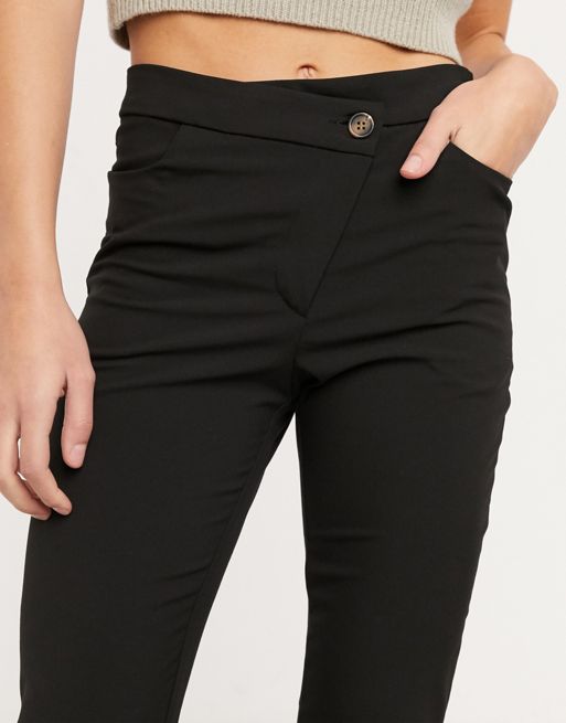 Weekday Selena skew asymmetric wrap trousers in black
