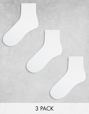 Weekday Selma 3-pack rib socks in White