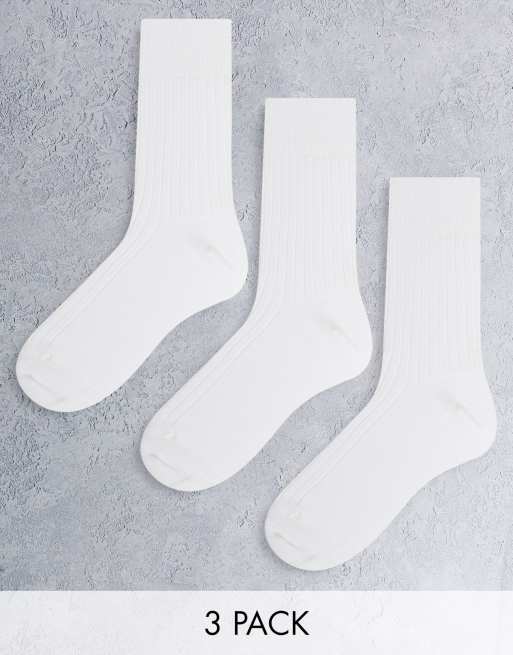 Weekday – Selma – Gerippte Knöchelsocken in Weiß im 3er-Pack