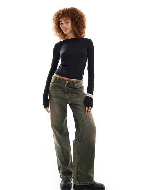 Weekday semi-sheer long sleeve boatneck top in black, 4 of 4