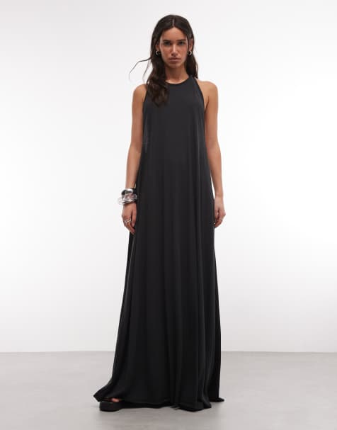 Weekday semi sheer maxi dress with drop racer back in black - view 1