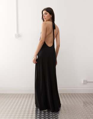 Weekday - Semi-transparante maxi halterjurk in zwart - view 1