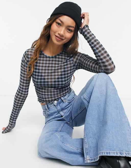 mesh checkered shirt