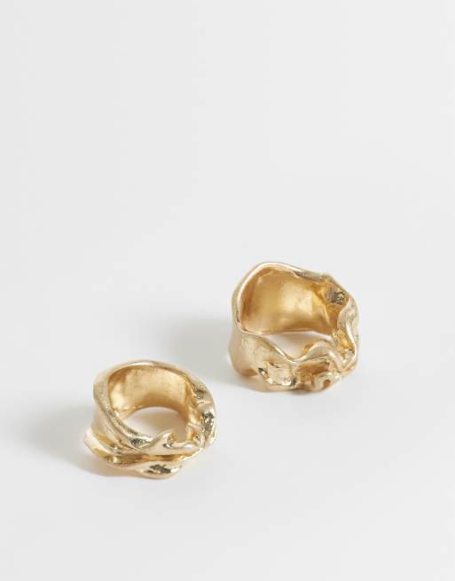 Weekday set di 2 anelli con dettaglio twist in oro effetto vissuto, 1 di 3