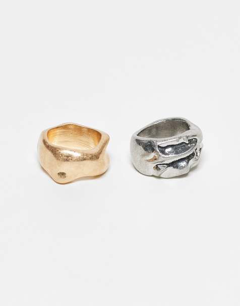 Weekday - Set van 2 abstracte ringen in zilver en goud - view 1