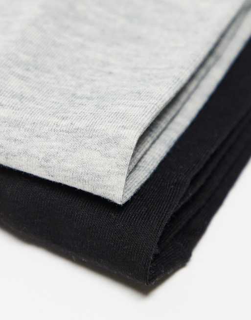 Weekday - Set van 2 brede jersey haarbanden in zwart en grijs gemêleerd, 3 van 3