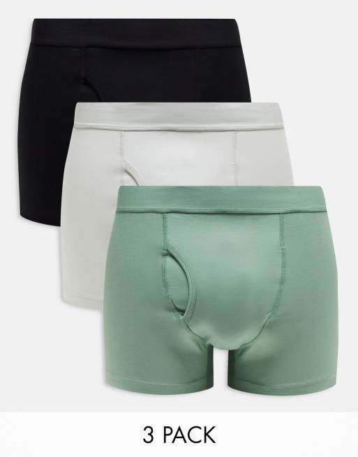 Weekday Set van 3 boxershorts in grijs kaki en zwart ASOS