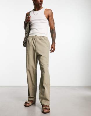 Weekday – Seth – Beige byxor i linneblandning