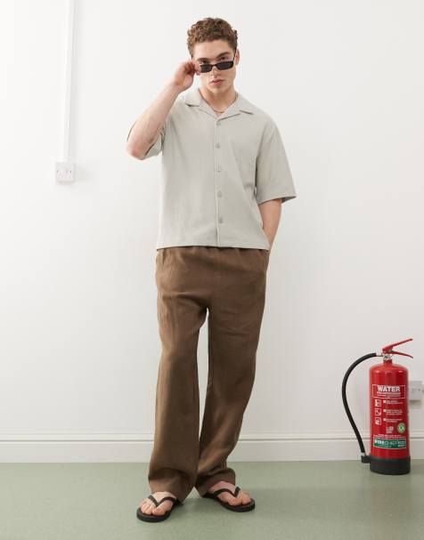 Weekday – Seth – Hose aus Leinenmix in Braun, exklusiv bei ASOS - view 1