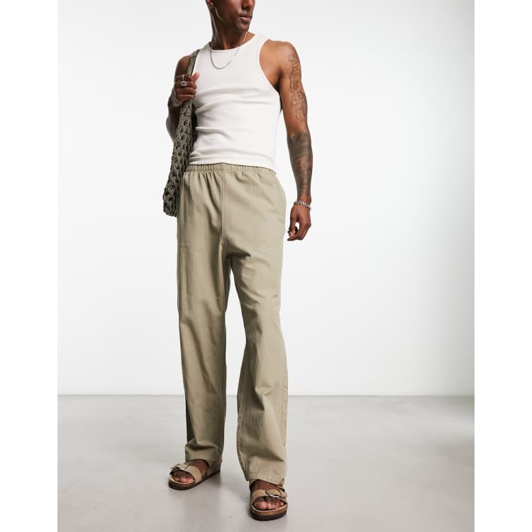 パンツ ADD BEIGE COTTON PANTS Cotton twill wide-leg pants in beige - Acne Studios | Mytheresa