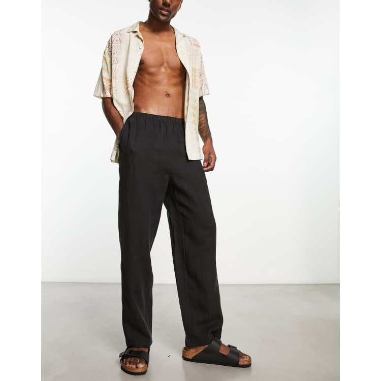 Weekday Seth linen pants in black