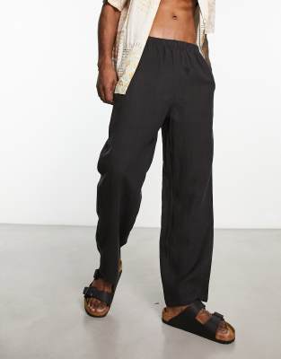 Weekday Seth linen pants in black