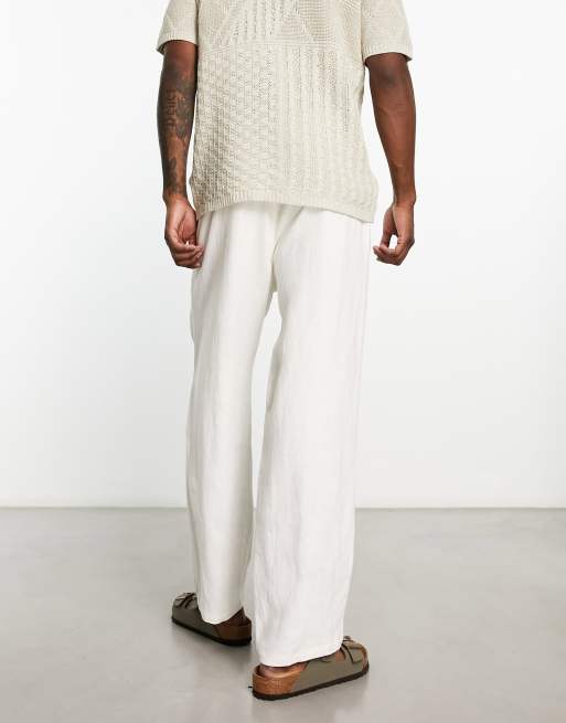 Weekday Seth linen pants in off-white