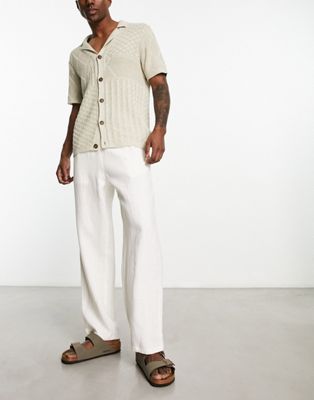 Weekday Seth linen trousers in off-white