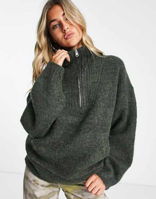 Zip up funnel outlet neck sweatshirt