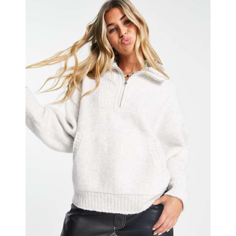 Zip up 2024 neck sweater