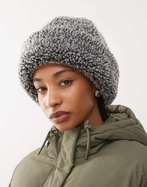 Weekday shearling hat in grey melange - view 1