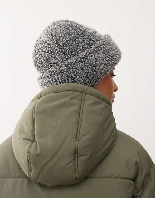 Weekday shearling hat in grey melange, 3 of 3