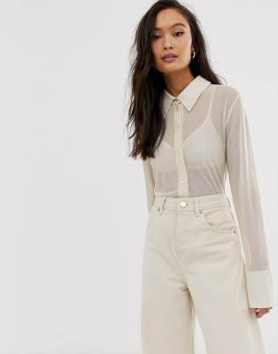 Weekday sheer blouse in light beige