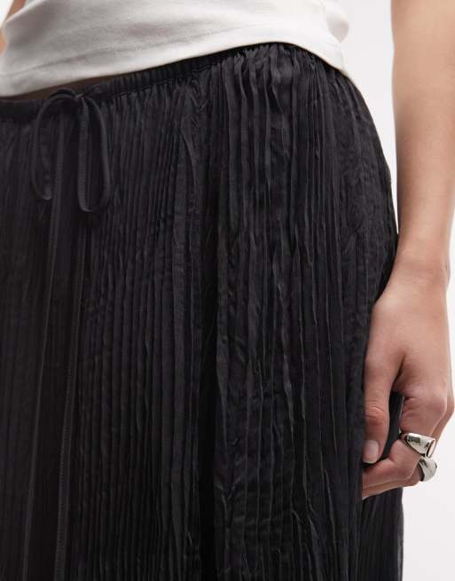 Weekday sheer crinkle double lined maxi skirt in off black, 3 of 5