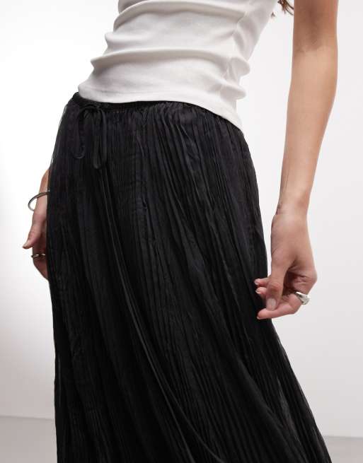 Weekday sheer crinkle double lined maxi skirt in off black, 4 of 5