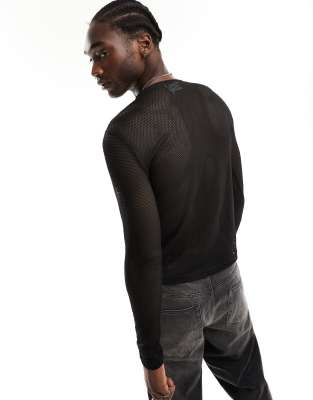 Weekday sheer knit long sleeve t-shirt in black | ASOS