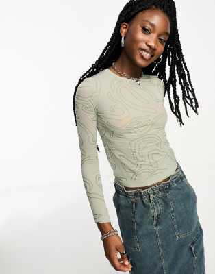 Rora Mesh Long Sleeve Top (Chrome Blue) main image 1