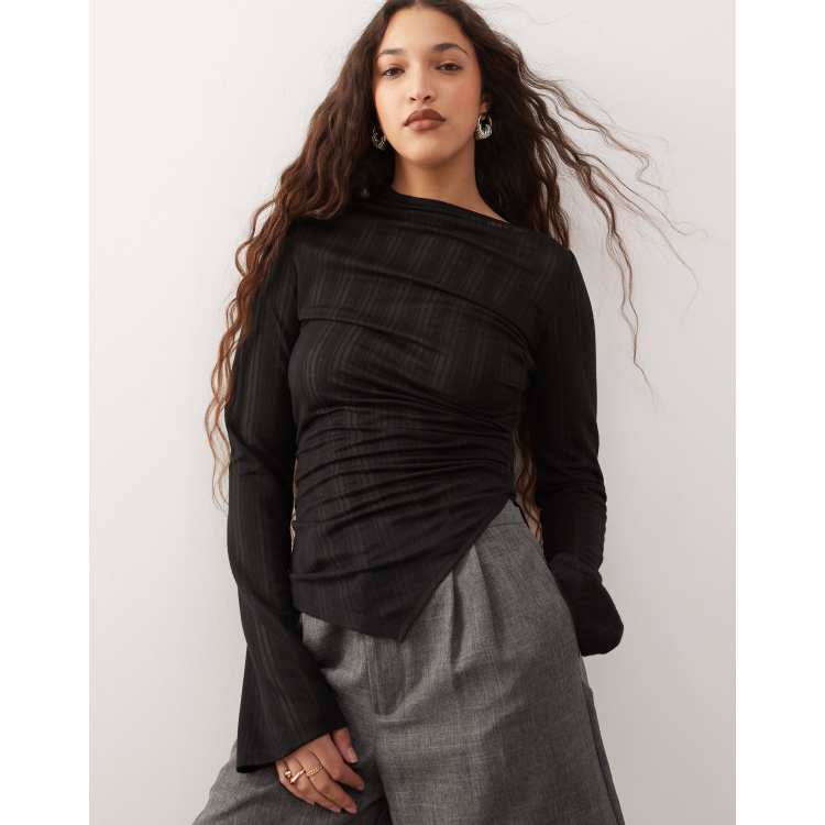 Instant Shape Black Mesh Corset With Semi-Sheer Sleeves