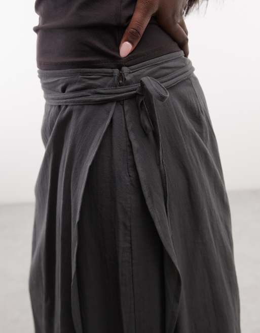 Weekday sheer trousers with layered skirt in dark grey, 4 of 5
