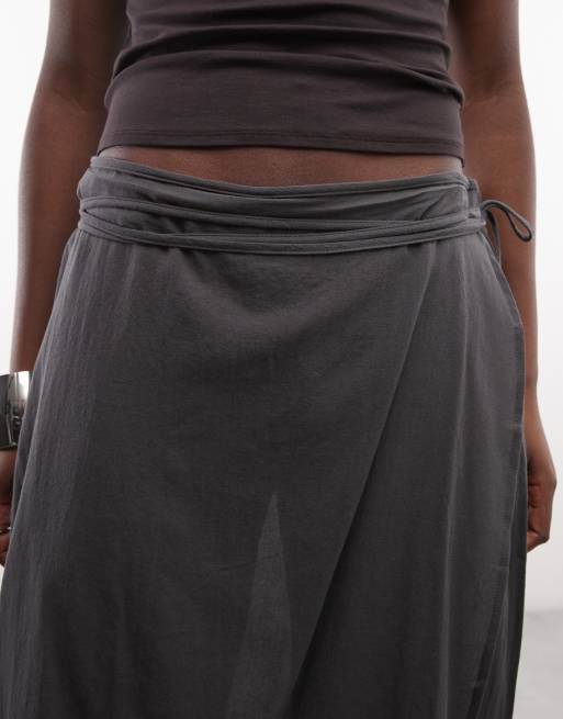 Weekday sheer trousers with layered skirt in dark grey, 5 of 5
