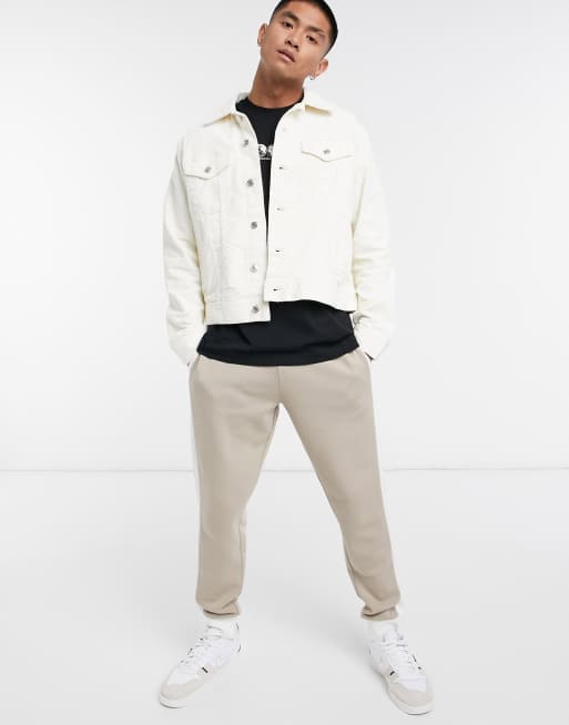 Weekday cord teddy sale jacket in off white