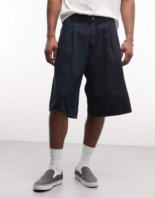 Weekday - Short baggy en jean plissé - Bleu foncé délavé, 2 de 5