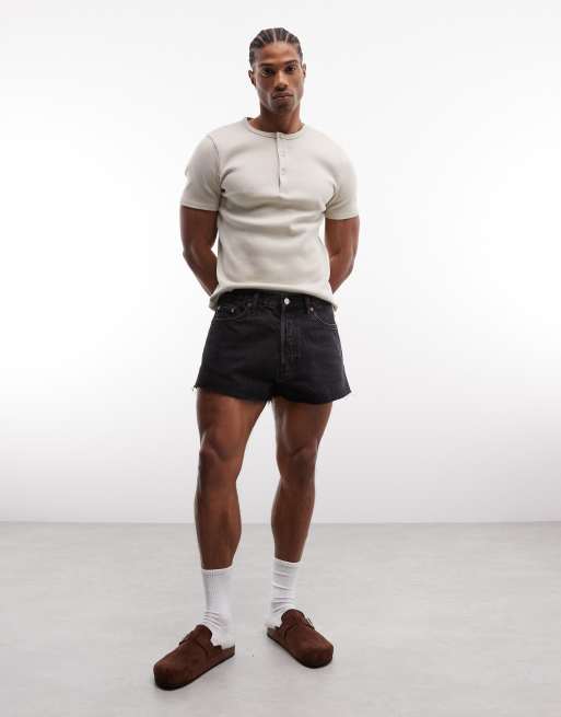 Weekday - Short en jean ultra court - Noir délavé, 3 de 5