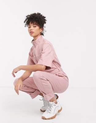 short sleeve denim boiler suit