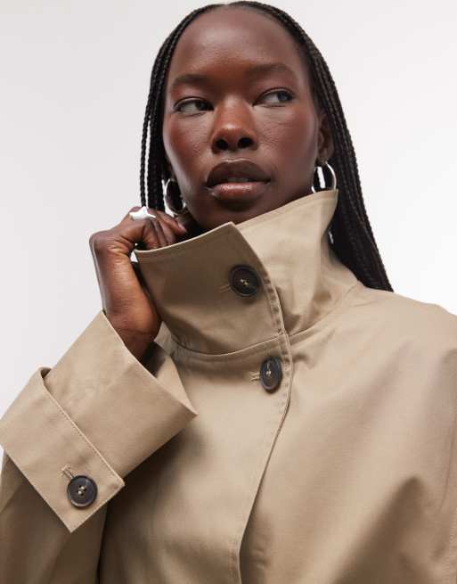 Weekday short trench with funnel neck coat in beige - exclusive to ASOS, 4 of 4