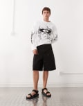 [Weekday] Weekday shorts with workwear detail in black-Green W46 Khaki