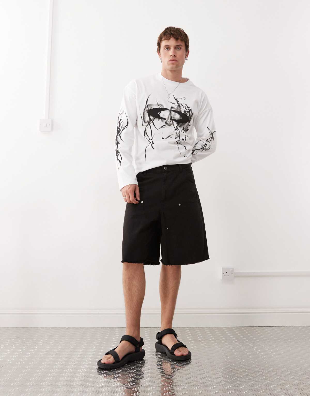 Weekday shorts with workwear detail in black
