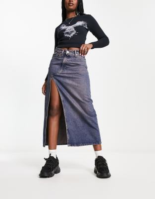 Denim City Overlay Skirt-Mid Blue Wash
