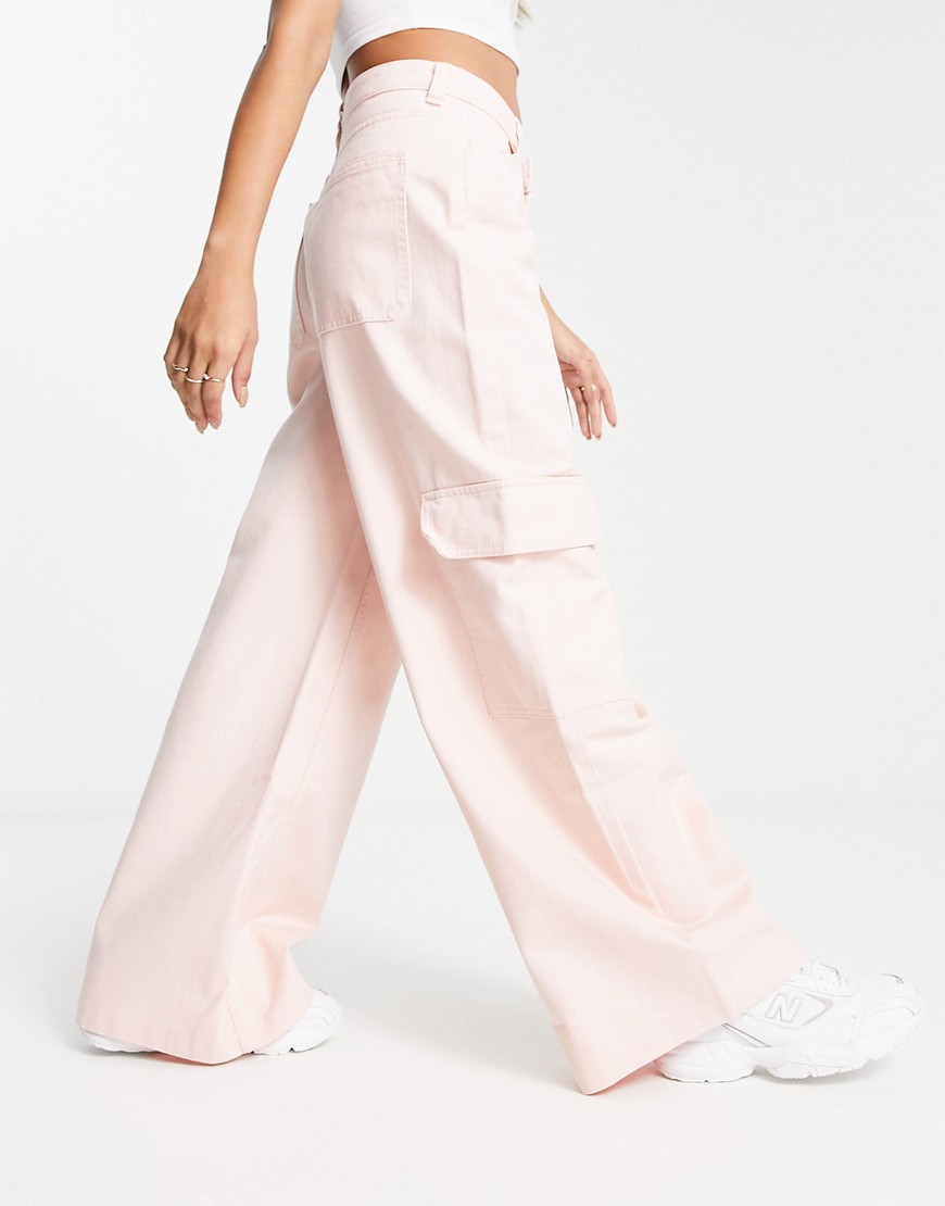 Weekday Sienna cargo trousers in pink