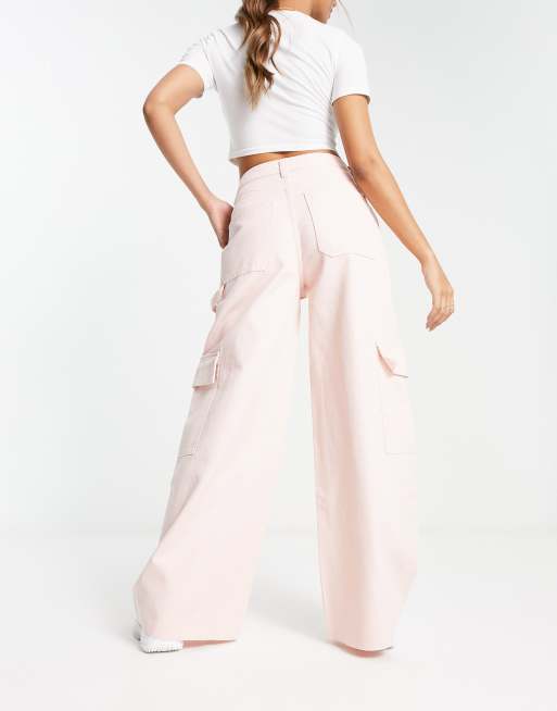 Weekday Sienna cargo trousers in pink