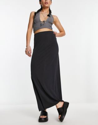 Signe drape maxi skirt in black