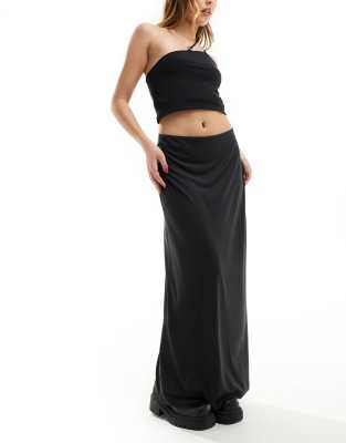 Signe drape midi skirt in black