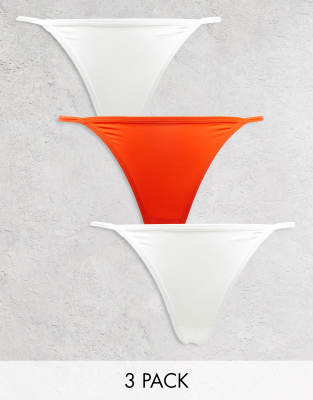 Weekday Signe tanga thong 3 pack in red and white - ASOS Price Checker