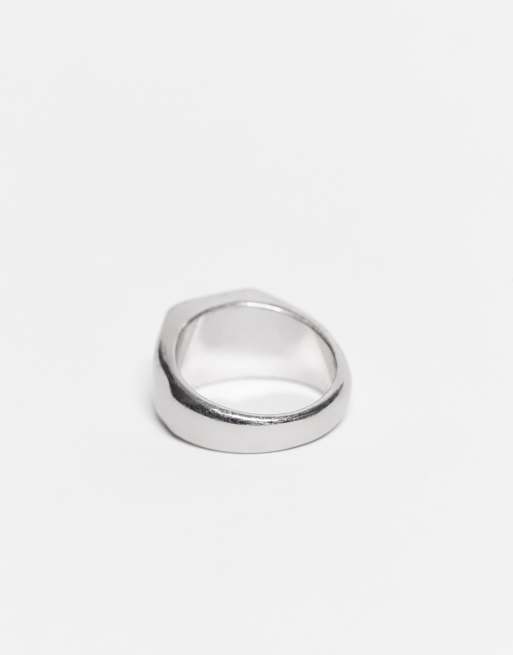 Weekday signet ring with aquatic stone in silver | ASOS