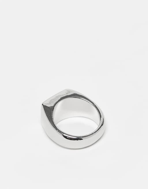 Weekday signet ring with green stone in silver | ASOS