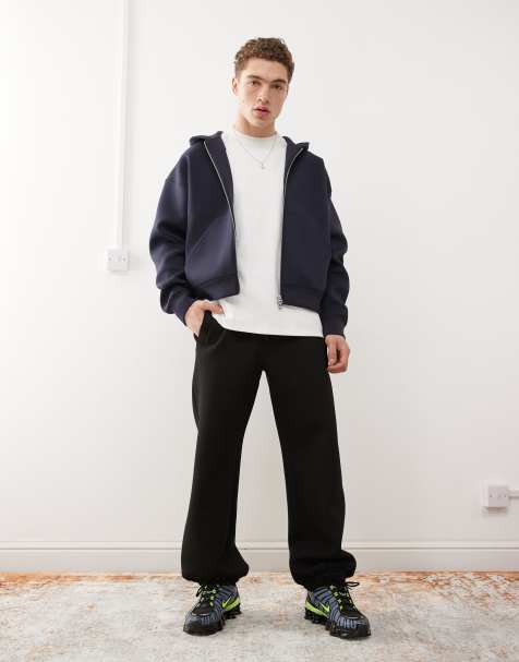 Weekday – Simon – Czarne joggersy z materiału w stylu scuba - view 1