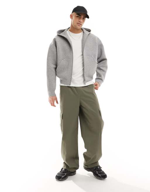Weekday - Simon - Felpa con cappuccio in tessuto scuba grigio mélange con zip