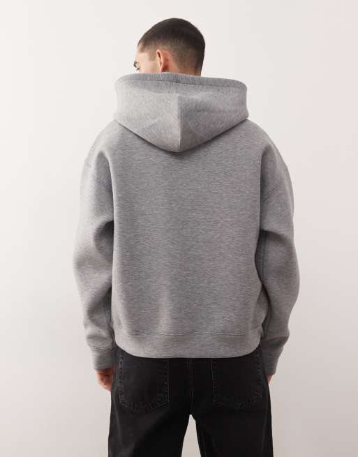 Weekday Simon hoodie in grey melange in scuba-style fabric, 3 of 5
