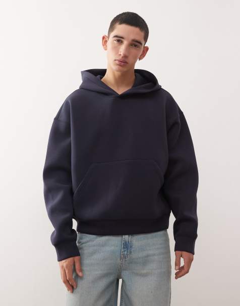 Weekday Simon hoodie in navy in scuba-style fabric - view 1