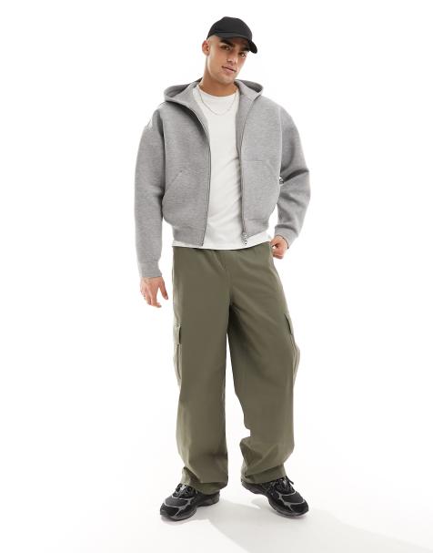 Weekday - Simon - Hoodie van scubastof met rits in gemêleerd grijs - view 1